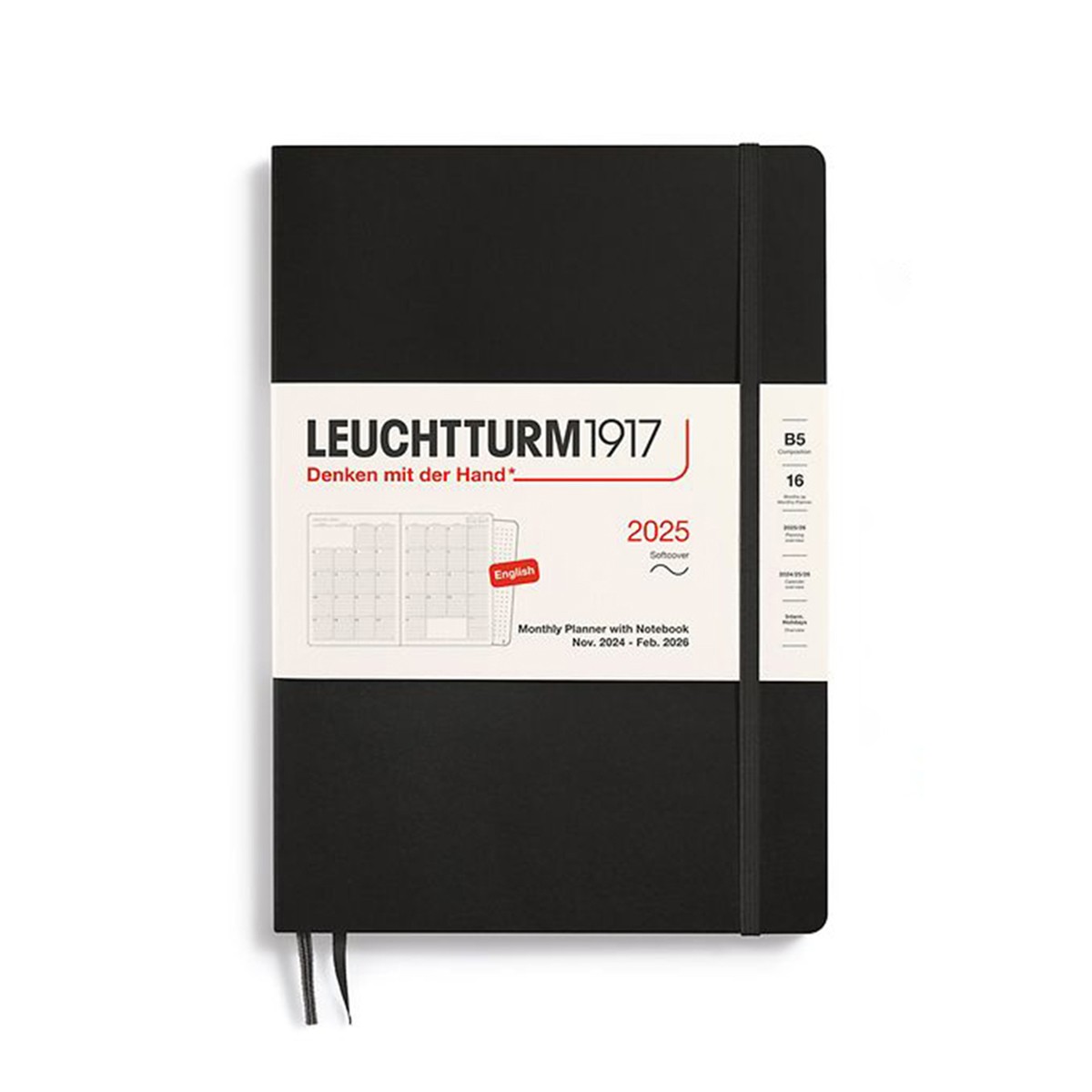 LEUCHTTURM1917 Μηνιαίο Planner/Notebook 2025 B5 με Μαλακό Εξώφυλλο Black