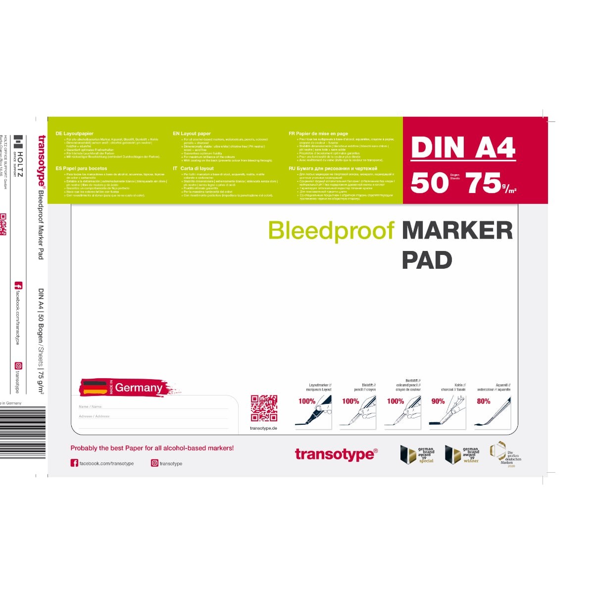 Transotype Bleedproof Marker Pad A4